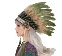 Style ethnique ornement à plumes flexible accessoire de costume cosplay bandeau pour fonctions spéciales, Noir et vert, taille unique