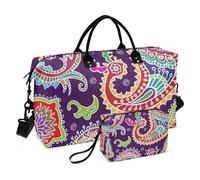 Style ethnique Paisley Fleur de cajou Jambon Tatouage Article personnel Voyage Weekender Gear Bag Sac de sport avec sangle réglable pour le sport Grande capacité, Tatouage au jambon de style ethnique