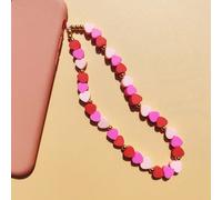 Style européen et américain, cordon de téléphone portable en perles à motif cœur rose dégradé, en argile douce. Idéal comme cadeau pour les filles, la mère, la famille, les amis, pour un anniversaire 