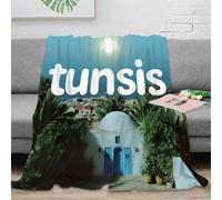 Style Exotique Plaid Imprimé 3D Porte Bleue Microfibre Décoration Maison Couverture Méditerranéenne Canapé Chambre 80×90(200x230cm)