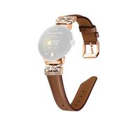 (Style F Google Pixel Watch, Brown) For Google Pixel Watch Genuine Cowhide Leather Watch Strap Rhinestone Design (Rose Gold Buckle)