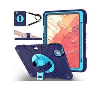 (Style F,Multicolor)X-Shaped Series for iPad Pro 11 (2024) Kickstand Case Hand Strap Tablet Cover with Shoulder Strap