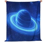 Style Fantastique Couverture Douillette en Flanelle Moelleuse Douce Et Chaude Couverture Imprimée Étoiles de l'univers Bleu Plaid Polaire De Canapé pour Adolescents Et Adultes 180x200 cm