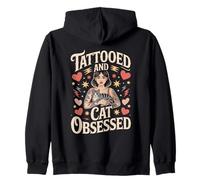 Style Femme tatouée et obsédée par Les Chats Sweat à Capuche