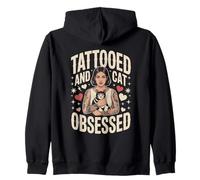 Style Femme tatouée et obsédée par Les Chats Sweat à Capuche
