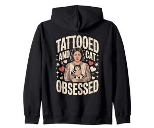 Style Femme tatouée et obsédée par Les Chats Sweat à Capuche
