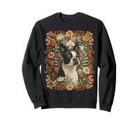 Style Floral Vintage de Style William Morris de Boston Terrier Sweatshirt