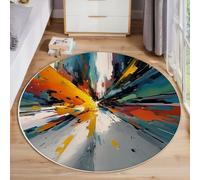 Style Futuriste Tapis Rond Effet D'Explosion Tapis de Sol Décoration Antidérapant pour Salon, Chambre à Coucher, Salle à Manger Intérieur & Extérieur, 160cm, Bleu-Vert