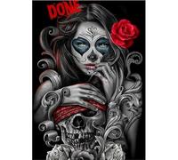 Style Gothique Mexicain Jour des Morts crâne Rose 300 pièces (38x26cm) Puzzle, Jouet de Jeu de Puzzle pour Adultes et adolescentsNuméro