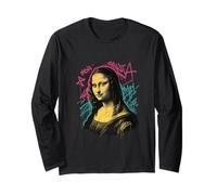 Style Graffiti Mona Lisa Street Art avec des Couleurs Vives Manche Longue