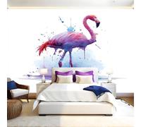 Style Graffiti Papier Peint 300 x 210 cm Flamant rose aquarelle Papier Peint Panoramique Tapisserie Photo Poster Intissé Mur Moderne Décor Murale Salon Chambre á Coucherr Bureau