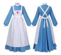 Style Guerre Costume Robe Tablier Femme Halloween Cosplay Historique Reconstitution Spectacle Tenue Infirmiere Guerre Civile