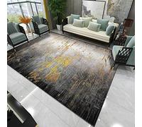 Style Home Tapis Tapis de Salon à Poils Ras de Grande Taille Style Industriel de Luxe léger Gris Noir Or Tapis en Microfibre pour Salon Chambre à Coucher 160 x 280 cm