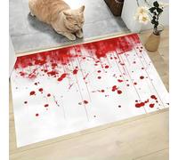Style Horreur Paillasson D'Entrée Discret Absorbant - 90 x 150 cm - Antidérapant -Encre Qui Coule Tapis De Sol pour Entrée d'animaux Salle De Bain - Rouge