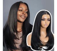 Style Icon 61 cm - Perruque de cheveux longs et raides - 6 x 4 - Cheveux synthétiques longs et raides - 6 x 4 - Pré-coupée - Sans cheveux synthétiques (1B)