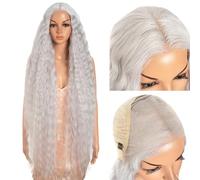 Style Icon Perruque de cheveux bouclés super longs et ondulés avec dentelle frontale, 101,6 cm, sans colle, pour femme, fibre synthétique résistante à la chaleur, pré-épilée (chardard) 22,9 x 15,2 cm