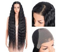 Style Icon Perruque de cheveux bouclés super longs et ondulés sans colle pour femme - 101,6 cm de long - Cheveux synthétiques résistants à la chaleur - 22,9 x 15,2 cm - Noir
