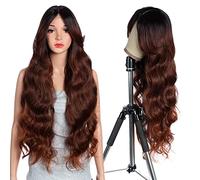 Style Icon Perruque lace front Wigs 34 pouces avec frange, perruque ondulée synthétique super longue, perruque ondulée 13,7 cm, partie centrale (91 cm, TAT99A/350F)