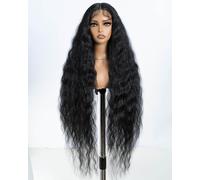 Style Icon Perruque super longue avec dentelle frontale de 101,6 cm de long, perruque ondulée bouclée pour femme, perruque en dentelle avec cheveux de bébé, fibre synthétique résistante à la chaleur