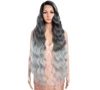 Style Icon Perruque super longue ondulée avec dentelle frontale - 101,6 cm - Gris dégradé de gris - Perruque pour femme - Perruque synthétique pré-épilée - Fibre résistante à la chaleur (GT4/gris/60F)