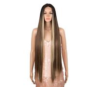 Style Icon Perruque synthétique avec dentelle frontale de 96,5 cm, raide et raide de 15,2 cm, perruque au milieu plus profonde avec cheveux de bébé, densité de 150 % (96,5 cm, TTOL4/30S/26J)