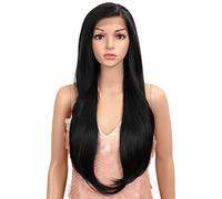 Style Icon Perruque synthétique longue et raide avec dentelle frontale 360° - 68,6 cm - Noir