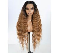 Style Icon perruques Lace Front Wigs Synthetique 76cm Longue Perruque Ondulée Devant En Dentelle Perruque Pour Femmes Fibres Résistantes À La Chaleur