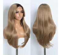 Style Icon RT6/23C Perruque avec frange de rideau HD avec dentelle frontale 66 cm de long et multi-couches Blond ombré 33 x 12,7 x 2,5 cm