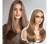 Style Icon Wear and Go Perruque pré-coupée pour débutants, cheveux longs et droits, avec frange à rideau, 50,8 cm, à porter en 3 secondes (12Q)