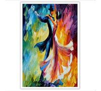 Style impressionniste Impression sur Toile Couple de danseurs Tableau Decoration Murale Salon Bleu Image sur Toile 40x30 cm pour Maison Bain Salon Chambre, sans cadre