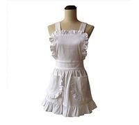Style Japonais Élégant Coton Salopette Tablier Soubrette Dentelle Pull Déguisement Ruche Bavoir Tabliers, Serveuse Cosplay Tablier, Baking Cuisine pour Femme Filles, Nettoyage Accessoire - C