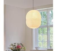 Style japonais Papier Lampe suspendue Abat-jour en papier Minimalisme Vintage Lampe pendante Lampe de salle à manger Chambre à coucher Lustre pour Loft E27 Ø39*42cm