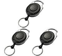 Style LED Yoyo Reel Length 80 cm Belt Clip with Prisoner Ring Keyring + LED Light,Pack of 3