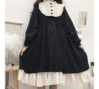 Style Lolita Japonais Automne Hiver Femmes Robe col à Volants Robe Gothique Ample Mignon Kawaii Volants Cosplay Robe avec Doublure