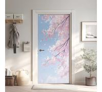 Style Manga Japonais Poster De Porte Trompe L'oeil, Fleur Rose Auto-Adhésif Sticker Mural, pour Chambre Salon Cuisine Arbre Fleur Stickers Autocollants de Porte 85x215 cm