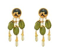 Style médiéval goutte d'eau boucles d'oreilles-goutte d'eau vert Royal Gland boucles d'oreilles Vintage élégant boucles d'oreilles pour fête Banquet vacances | Cadeau pour elle