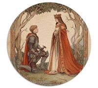 Style médiéval Illustration Cadeau Unique Décoration Intérieure Knight Kneeling Before The Reine Jeu ÉduChatif Challenge Toy Adultes & Enfants des 14 Ans 1000pcs (67.5x67.5cm)