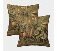 Style médiéval, Plante Attrape-Mouche de Vénus Taies d'oreiller Décoratives Motifs Adaptés À La Maison,au Bureau,au Canapé,à La Voiture,au Jardin 50x50cm Paquet De 2