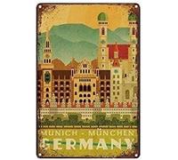 Style Munich Munchen Allemagne Treethop Restaurant Vintage Decor Poster Décoration murale en métal Affiche 20,3 x 30,5 cm