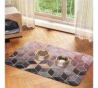Style Nordique, Motif géométrique Rose, Or,Tapis d'alimentation pour Animaux de Compagnie, Sets de Table en Cuir PU pour Chats et Chiens,40x60cm