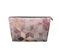 Style Nordique, Motif géométrique Rose Rose, Or, Trousse de Toilette Trousse de Maquillage Sac à cosmétiques Trousse de Toilette de Voyage Portable