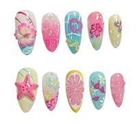 Style Océan En Trois Dimensions Soulagement Porter Armure, Rose Coquille Étoile De Mer Peint À La Main Nail Art, Vacances D'été Pièce À Ongles