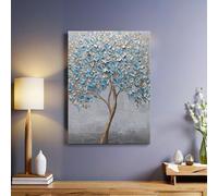 Style Peint Art mural Relief Arbre de Vie Impression sur toile 50x40 cm Tableau décoratif moderne avec cadre bois solide Idéal pour salon chambre restaurant café bureau