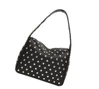 Style punk clouté sac à bandoulière en cuir PU petit sac à main pour femme streetwear mode moto rétro sac à main sous les bras sac à main rétro mode, Noir , One Size