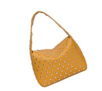Style punk clouté sac à bandoulière en cuir PU petit sac à main pour femme streetwear mode moto rétro sac à main clouté sous les bras, jaune, One Size
