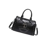 Style punk Crâne Sac à main grande capacité clouté Docteur Sac avec sangle réglable Grande capacité épaule pour femme Mode décontractée, Noir , One Size