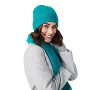 Style Republic Bonnet côtelé pour femme, 100 % cachemire, doux et extensible avec bord côtelé, chapeau chaud pour l'hiver, turquoise, Taille unique