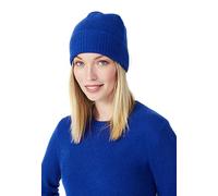 Style Republic Bonnet côtelé pour femme, 100 % cachemire, doux et extensible avec bord côtelé, chapeau chaud pour l'hiver, bleu royal, Taille unique