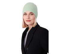 Style & Republic Bonnet côtelé pour Femme, 100% Cachemire, Doux et Extensible, Chapeau Chaud pour l'hiver, Vert Pastel., 48