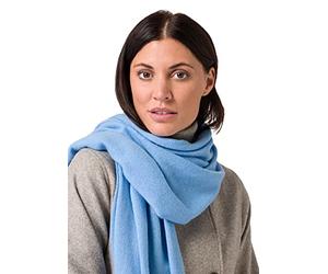 Style & Republic Écharpe en 100% cachemire, écharpe XL douillette en maille cachemire, taille unique 52 cm x 172 cm, Glace Bleue